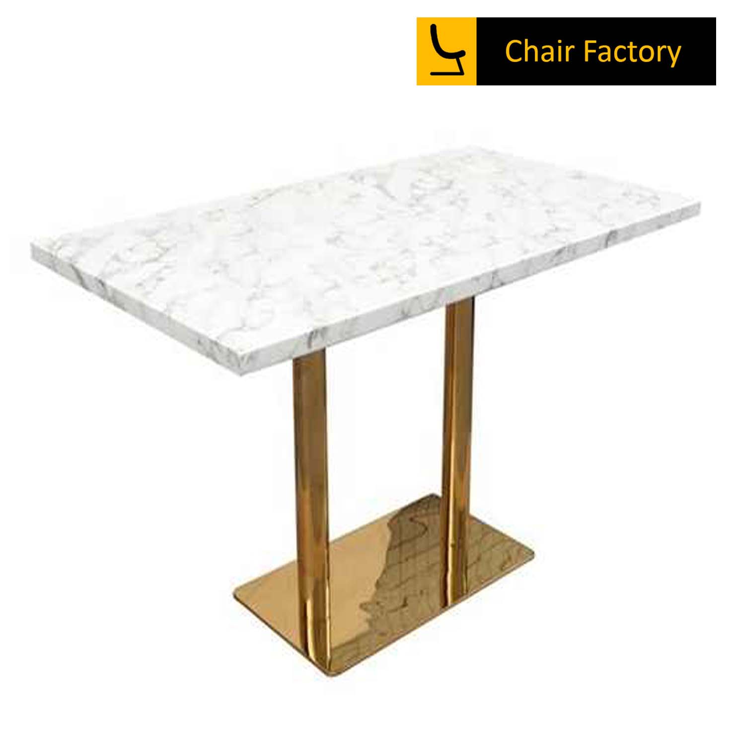 Supira white and Gold Rectangular Cafe Table